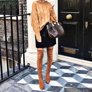 COPY - 'MARLO' TAN OVER THE KNEE SUEDE LEATHER BOOTS